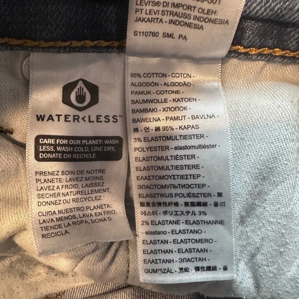 Levi's 514 Jeans‎ Mens 34x28 Blue Straight Fit Stretch WaterLess Denim Pants